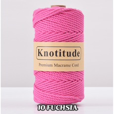 3.0mm 100 yard 꼰사 마크라메 콘사 컬러로프 마크라메 실 재료, 91m, FUCHISIA #10, 1개