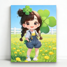 서은이네 보석십자수 DIY 캔버스 액자형 구슬 비즈 십자수 40x50cm, 1세트, 네잎클로버 AN12