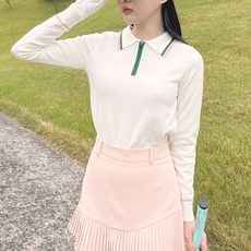 女款秋季冬季舒緩高爾夫長袖T恤 翻領針織衫