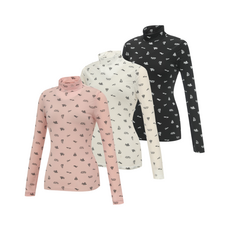 디즈니골프 여성 아트웍 패턴 이너 긴팔 하이넥 하프넥 티셔츠 골프 일상 DP1LTS010