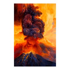 【御畫房】火山爆發 國家一級畫師手繪油畫60 90cm(VF-24), 1個