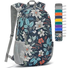 ZOMAKE 경량 패커블 백팩 20L 접이식 소형 데이팩 하이킹용 방수 데이 백 여행용 다크 그린. 컴팩트 170196, Navy Blue,floral Pattern