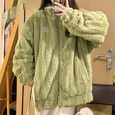 남녀공용 따뜻한 루즈핏 털코트 겨울 하이넥 후리스 데일리 외출 재킷