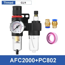 오일 물 분리기 레귤레이터 트랩 필터 에어 브러시 공기 압축기 압력 감소 1/4 AFC2000, 03 AFC2000 w PC802, 02 New, 01 빠른
