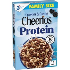 Cheerios 치리오스 단백질 시리얼 쿠키 및 크림 8g 패밀리 사이즈 425.2g(15온스), 15 Ounce (1팩)