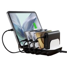 수피 5포트 고속 멀티충전기 거치형 업소용 CS50, 1개, 블랙 1개, 블랙