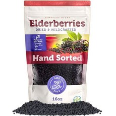 건조 엘더베리 - 454g 벌크 - 수작업 분류 야생 채취 Dried Elderberries - 1lb Bulk - Hand-Sorted Wildcrafted Natural, 1개