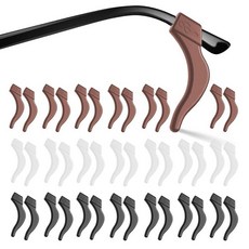 Topstart 안경 이어 그리퍼 20쌍 미끄럼 방지 유리 이어 후크 편안한 실리콘 안경 이어 쿠션 안경 선글라스 독서용 안경 리테이너 어린이 성인용, 블랙+화이트+브라운