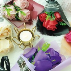 향기가득 장미 비누꽃 꽃다발(3송이+포장+플라워박스), 장미 레드, 1개