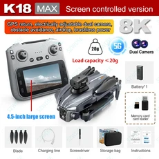 2026 새로운 K18 MAX 8K 드론 카메라 360 ° 장애물 회피 파노라마 촬영 5G GPS 브러시리스 모터 스크린 리, 01 2026 K18 MAX