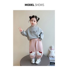 女童加絨褲子新款洋氣秋冬季兒童保暖加厚休閒衛褲冬裝女寶寶長褲