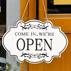 오픈 클로즈 우드 영업 안내판 화이트 간판 문패 커피숍 가게, 화이트우드(b), 1개