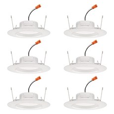 레트로핏 스마트 다운라이트 RGBW M6 10.2cm 4인치 매트화이트, 단일 5/6인치 6팩 표준 조절불가 화이트