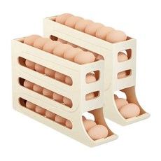 1+1 상품 계란트레이 계란30구 자동슬라이딩 트레이 계란 보관함, 베이지
