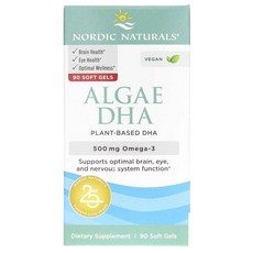 NORDIC NATURALS Alg DHA Omega-3 500 毫克軟膠囊, 1個, 90 件