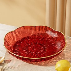BLOWFISHFUGU 투명 다색 예쁜 과일쟁반 거실 간식 주방쟁반 과일 트레이 식탁 간식 바구니 20cm 쟁반세트, 12개, 레드