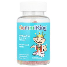 GummiKing 어린이용 오메가3 DHA + EPA 딸기 오렌지 레몬 구미젤리 60개(구미젤리 1개당 35mg) GummiKing (구미킹), 60정, 1개