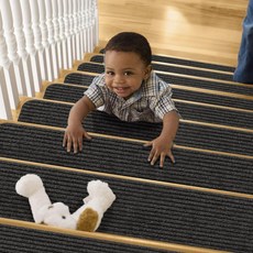 계단 매트 자가 접착 스텝 무접착 카펫 바닥 미끄럼 방지 발, 1개, 4. Stairthree black