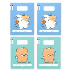 인디고어린이 초등 저학년 1-2학년 무제 10칸 칸노트, 블루세트, 블루, 4개