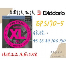 D'Addario EPS170-5 貝斯弦 五弦 BASS弦 45-130 美國製, 1個, (請詳閱商品內頁)