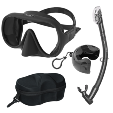 써핏 물유입차단 접이식 스노쿨링 세트, 베이직 블랙