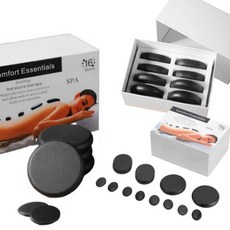 16顆砭石能量石臉部按摩套組：含按摩石、熱石加熱器，玄武石SPA熱石，居家享受專業級臉部按摩，舒緩壓力，改善氣色, 16顆能量玄武石