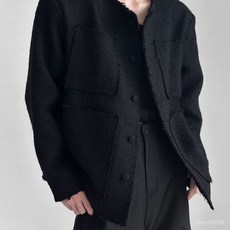 UQNM 高級感小香風外套毛邊設計感編織慵懶寬鬆上衣男秋冬夾克外套 潮流時尚開衫