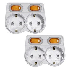 국산 안전 인증 절전 L자 2구 어댑터 16A 멀티탭 신성, 화이트, 2개, 9cm