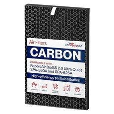 RabbitAir BioGS 2.0 울트라 콰이어트 SPA-550A 및 SPA-625A 공기 청정기와 호환되는 True HEPA 필터 교체 LifeSupplyUSA, Carbon