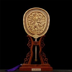 貝貝 禪意 檜木宮扇 古風扇子 中國風長柄流蘇扇擺件, 九龍款, 1個