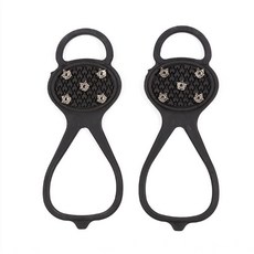 五齒冰爪鞋套 簡易便攜葫蘆型設計 適用泥濘雪地, 黑色五齒均碼