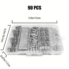 90개 캐비닛 선반 고정핀 5MM 책장 금속 홀더, Silver, 90pcs