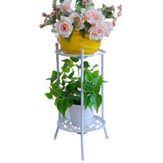 歐式鐵藝花架 落地式植物置物架 兩層花架, 白色 25*50cm, 1個