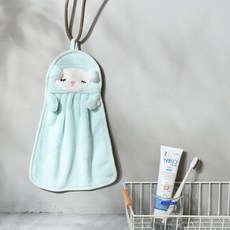 可愛動物造型珊瑚絨可掛式擦手巾, 1個, 綠色／小羊