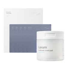 Luvum 毛孔淨化泥膜 金縷梅玻尿酸爽膚棉片組合 5片泥膜 60片棉片, 1套, 60片