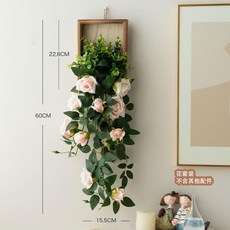 牆上花藝 北歐ins風仿真花相框, 1個, 粉玫壁掛1份