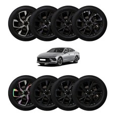 그라피카 쏘나타 디엣지 호환 17인치 휠스티커 휠마스크 홀로그램 휠 보호 기스방지 드레스업 용품, [매트 블랙] - 휠 스티커