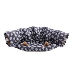 침대가 있는 폴리에스터 접이식 고양이 터널 튜브 새끼 고양이 터널 대화형 장난감, 회색 별