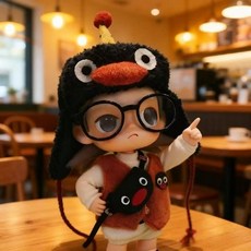지거 Zsiga 지가 20cm 1/8 액션피규어 인형 인형옷 인형 불포함 팝마트, 20cm 지거 (지거인형 불포함), 펭귄 모자+조끼+셔츠+가방+안경 세트