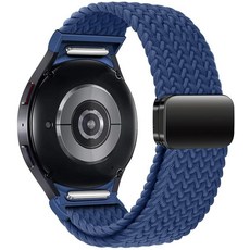 삼성 갤럭시 워치 7 6 5 4 FE 40mm 44mm/6 클래식 43mm 47mm/4 42mm 46mm/5 프로 45mm용 나일론 밴드 원 클릭 부착물 갭 없는 마그네틱, 콜드 씨 블루, 콜드 씨 블루