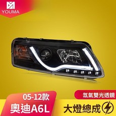 奧迪A6L專用大燈總成(05-12款) LED淚眼透鏡氙氣大燈總成 無損直上改裝, 1個, 05-08款大燈（有氙氣燈）一對,對裝