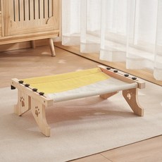 고양이 침대 난간 해먹 거치대 받침대 원목 보조 베드, 1개, 그레이 옐로우 B