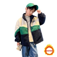 삐삐네옷가게 남아 주니어 바로3색 배색 집업 뽀글이 점퍼