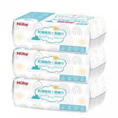 Nûby 乾濕兩用柔膚巾 Wet & Dry Wipes, 3個, 80張, 1g