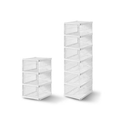 HONG JIN 宏晉 透明展開式鞋盒 光速展開 免組裝 防潮防塵 穩固鞋盒, 1個, 三層-超取最多2個, 透明