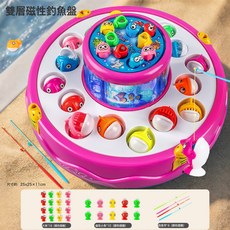 寶寶早教仿真釣魚玩具兒童電動旋轉音樂釣魚臺小孩磁性釣魚盤批發, 1個, 雙層磁性釣魚356【粉色】:28