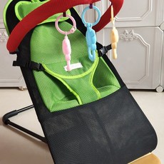 흔들의자 접이식 흔들침대 흔들요람 신생아흔들침대, 신형 음악형+블랙 더블 메쉬+그린 베개