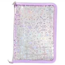 A5 拉鍊閃粉活頁相簿, 新款星星-香芋紫卡冊(無內頁)