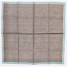 小老闆萬國商舖 日本製 輕薄純棉紳士手帕-咖啡底綠邊細格 清洗方便衛生, 1個, 個