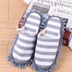 민스리빙 극세사 걸레 스트라이프 청소슬리퍼, 1개, (화이트그레이)